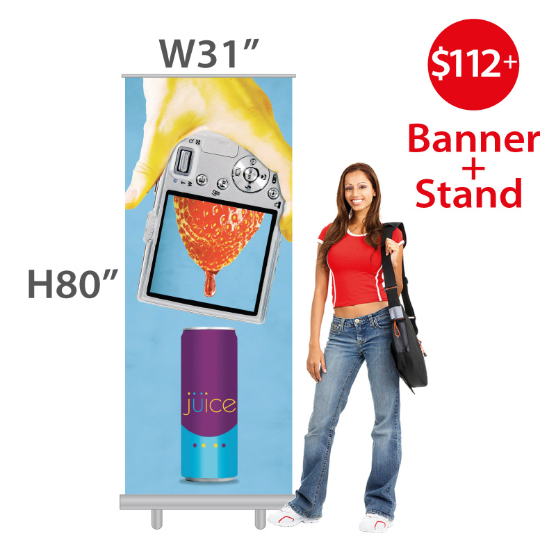 $112+ Economy Sturdier Retractable Banner Stand + Custom Print (Vinyl Banner)